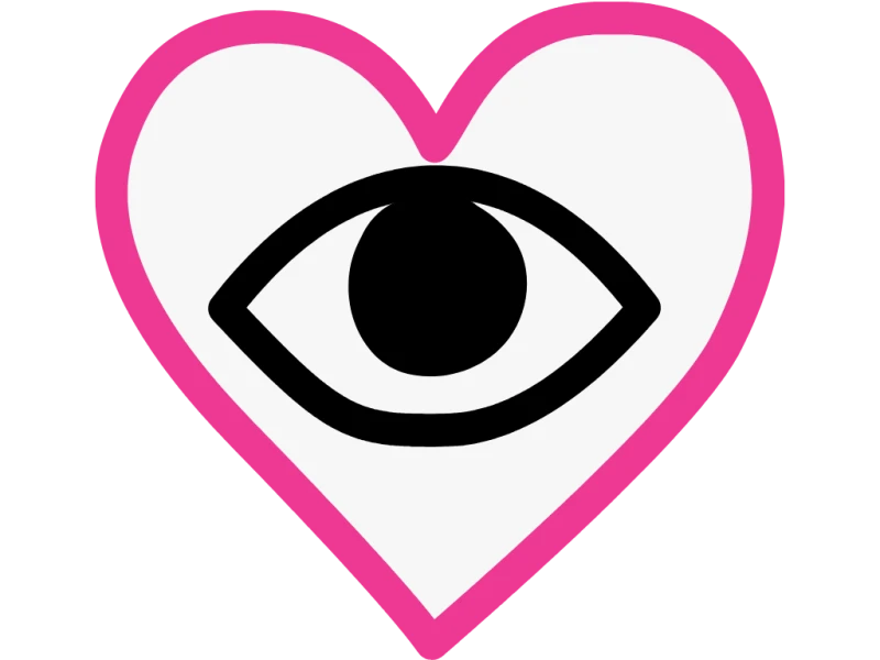 Logo des Awareness-Teams: ein pinkes Herz, darin ein Auge