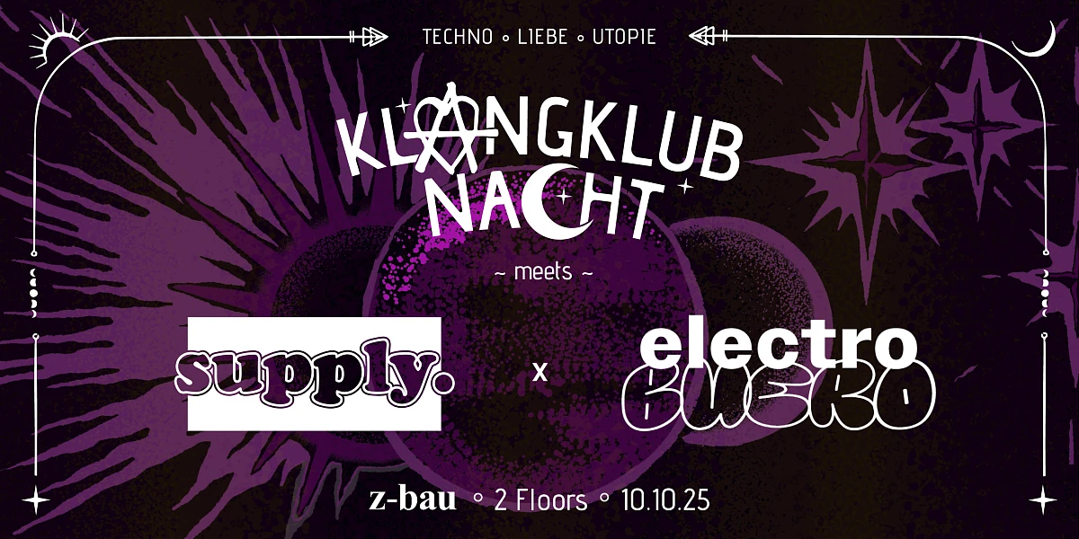 Flyer Klangklubnacht Z-Bau with Supply. and electrobüro logos