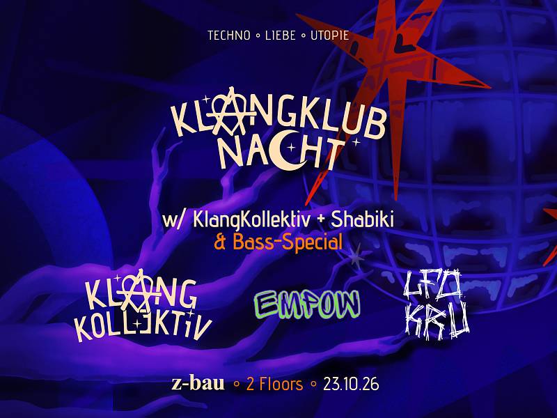Flyergrafik Klangklubnacht mit Logos der Kollektive
